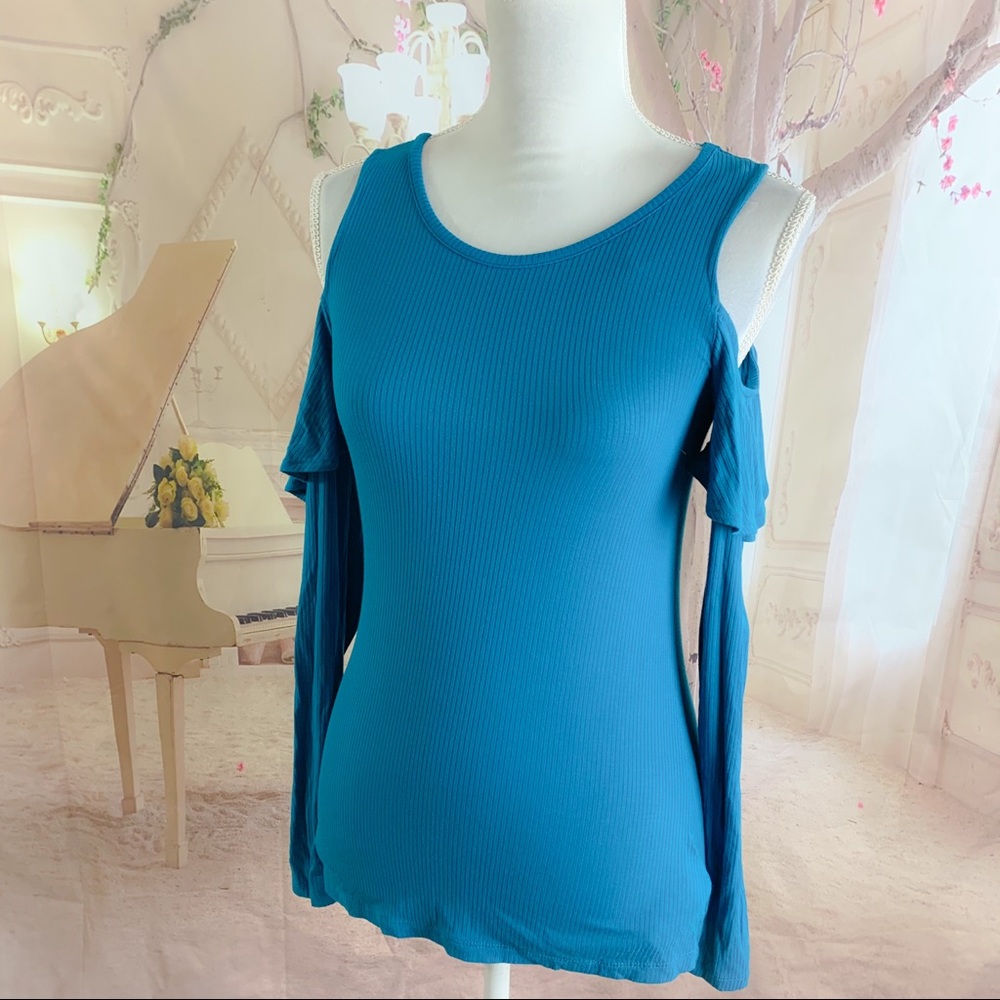 Michael Kors Ribbed Cold Shoulder Blouse